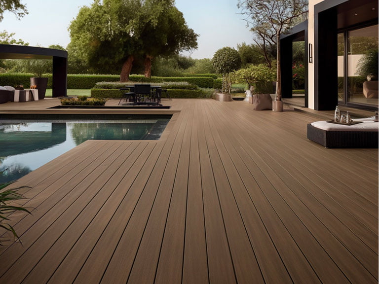 Terrasse en fiberwood.