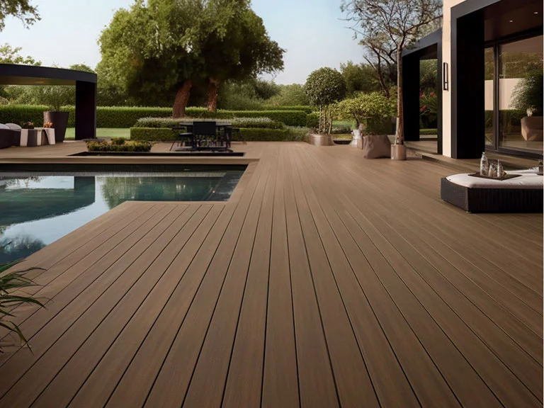 Terrasse en fiberwood.