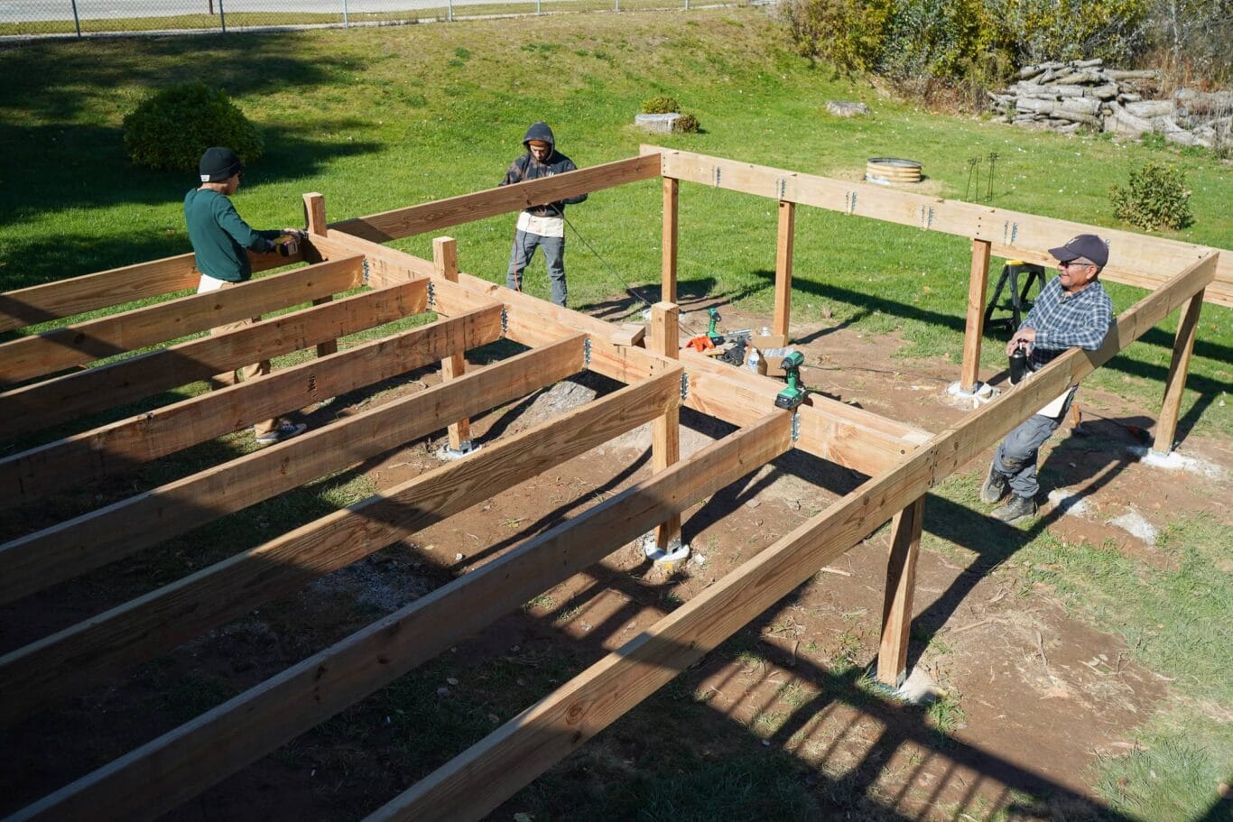 A diy decking project in progress