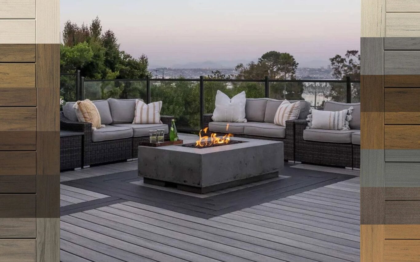 Un espace de détente sophistiqué sur une terrasse Timbertech.